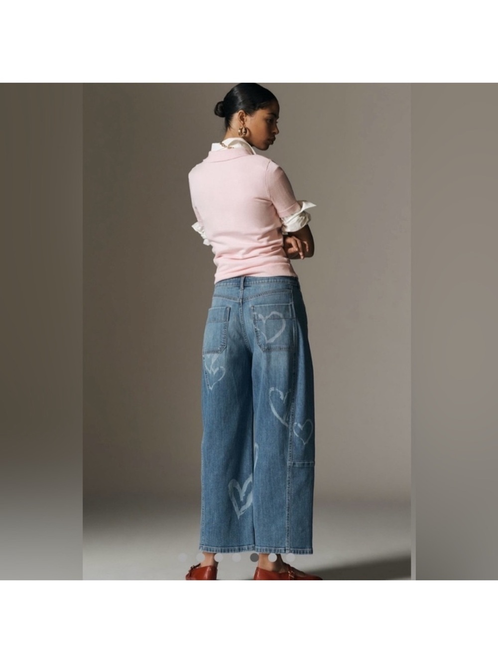 Anthropologie Pilcro The Kenna Mid Rise Barrel Jeans Valentines Heart Sz 27 - Picture 3 of 12